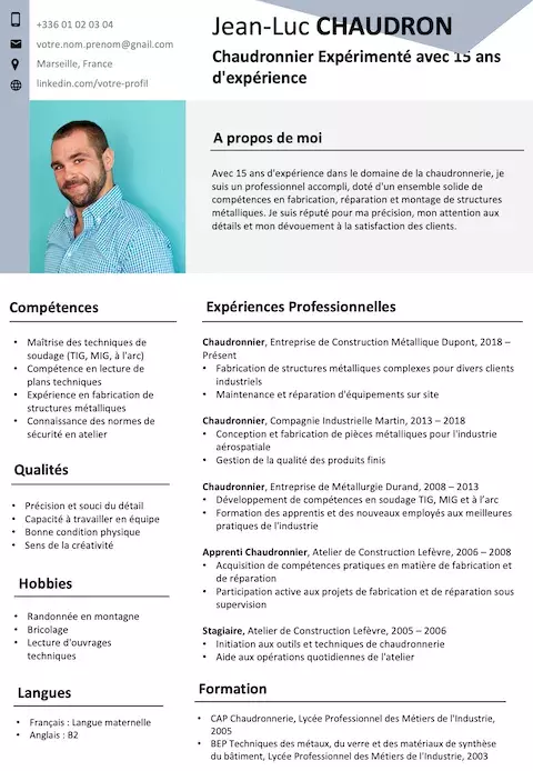 Exemple de CV gratuit Chaudronnier