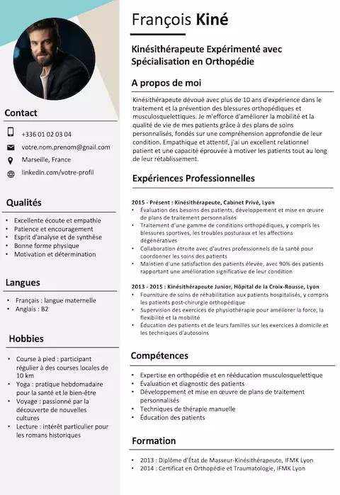 Exemple de CV gratuit Kinésithérapeute