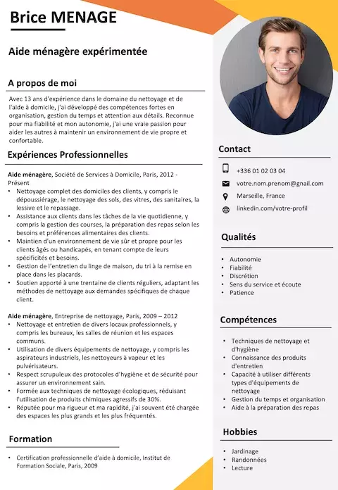Exemple de CV gratuit Aide Ménagère