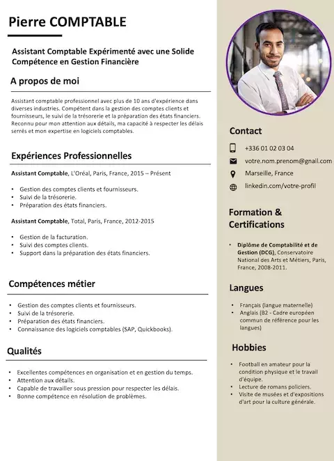 Exemple de CV gratuit Assistant Comptable
