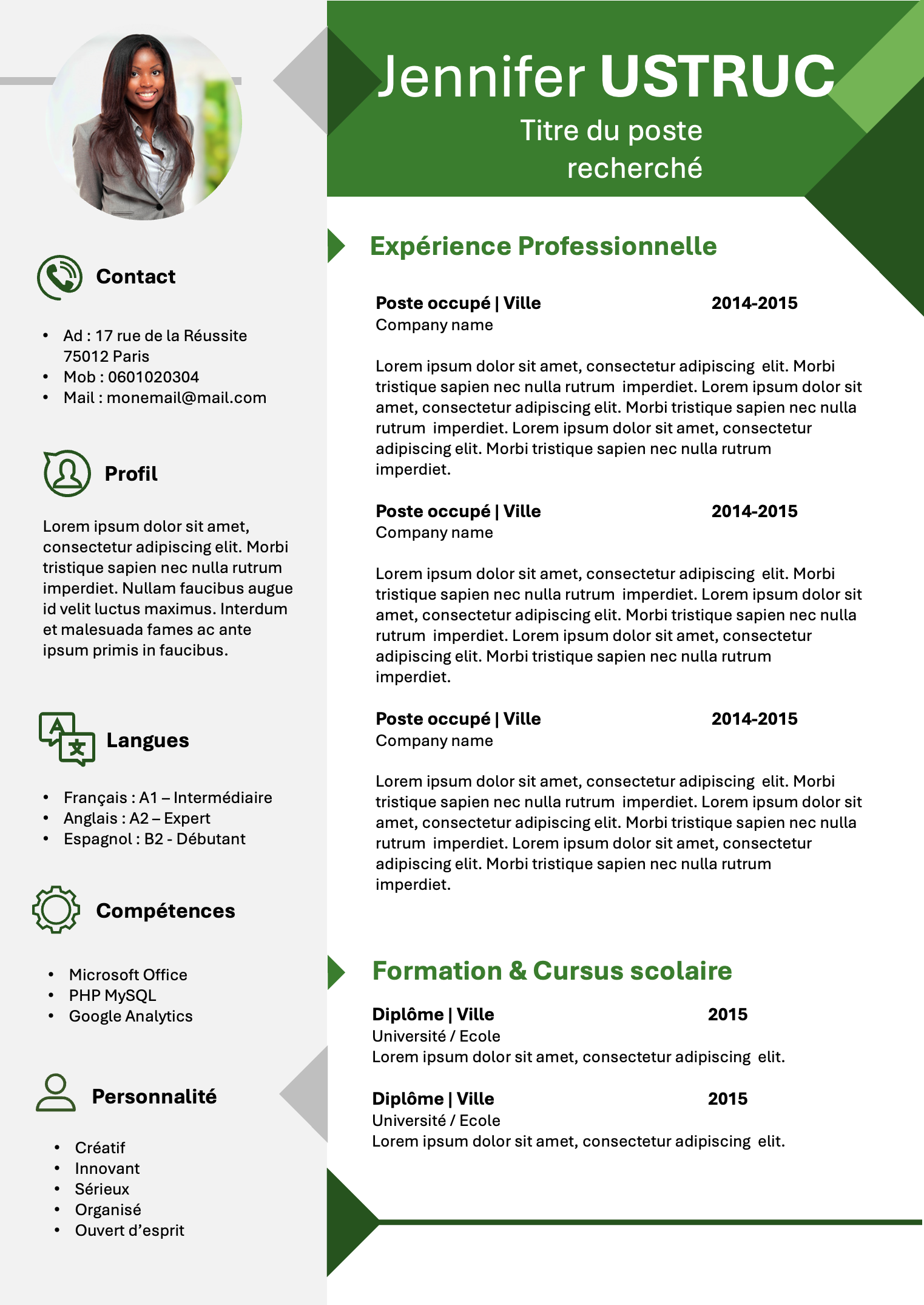 Modèle de CV Graphique - Moderne | Gratuit à Télécharger