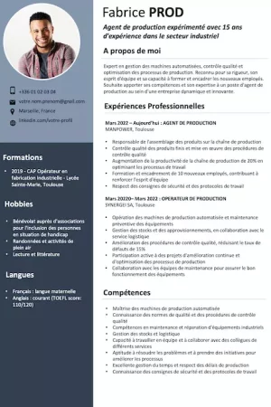 cv agent de production