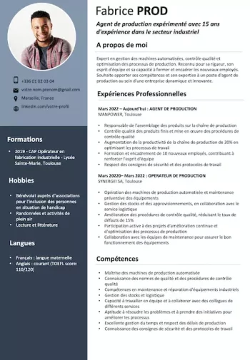 Exemple de CV : Agent de Production [GRATUIT]