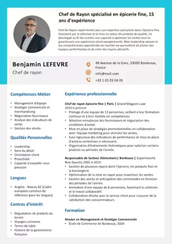Cv Rayon Libre Service Exemple – TAVSK