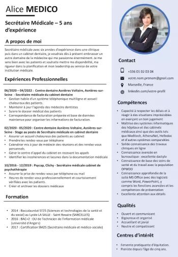 Lettre de motivation secrétaire médicale (exemple tout niveau